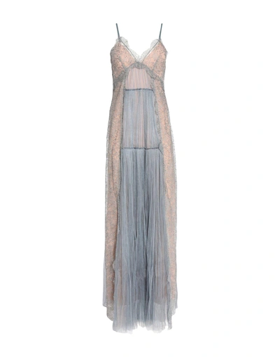 Shop Alberta Ferretti Long Dress In Slate Blue