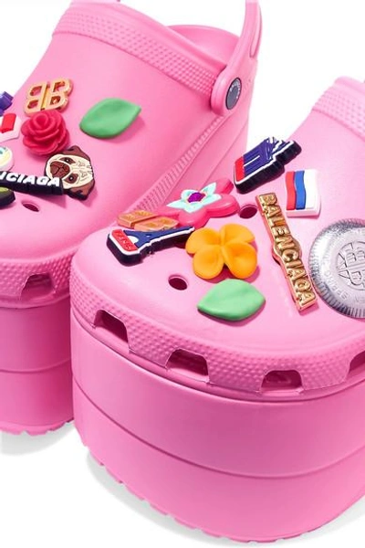 Shop Balenciaga + Crocs Embellished Rubber Platform Sandals