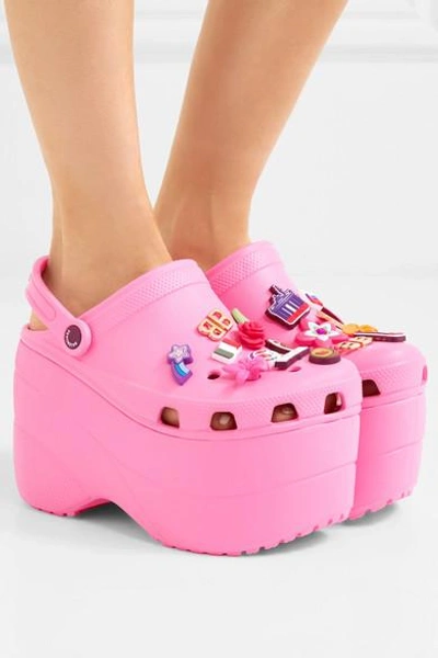 Shop Balenciaga + Crocs Embellished Rubber Platform Sandals