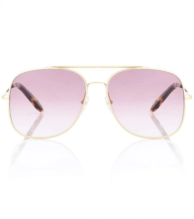 Shop Victoria Beckham Classic Victoria Aviator Sunglasses In Purple