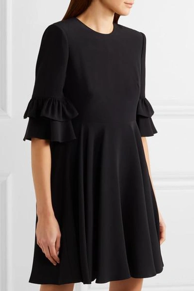 Shop Alexander Mcqueen Ruffle-trimmed Crepe Mini Dress In Black