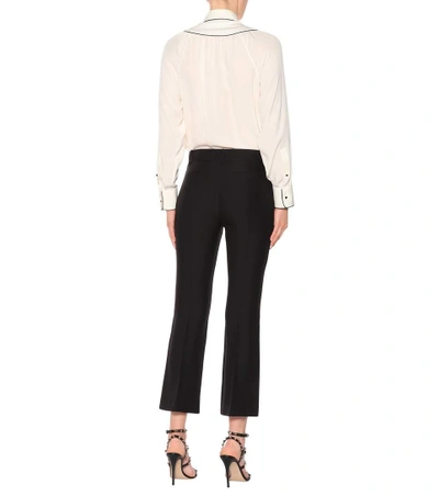 Shop Valentino Wool And Silk Crêpe Trousers In Black