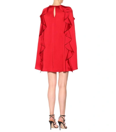 Shop Valentino Crêpe Cape Dress In Red