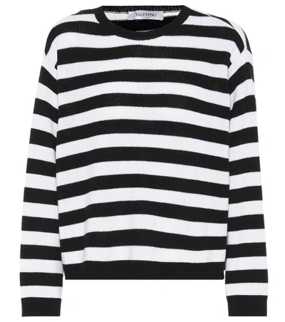 Shop Valentino Striped Cashmere Sweater In Black