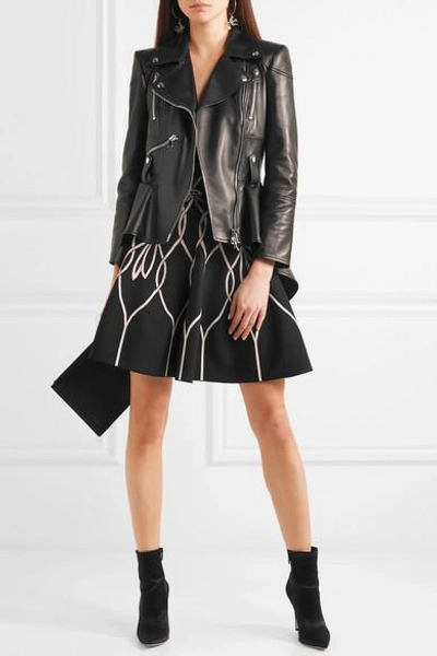Shop Alexander Mcqueen Jacquard-knit Mini Skirt In Black