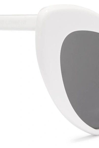 Shop Saint Laurent Loulou Heart-shaped Acetate Sunglasses In White