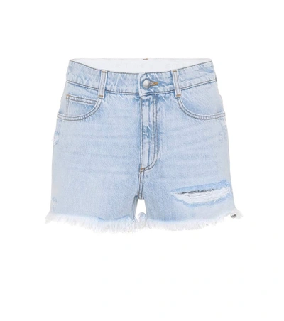 Shop Stella Mccartney Distressed Denim Shorts In Blue