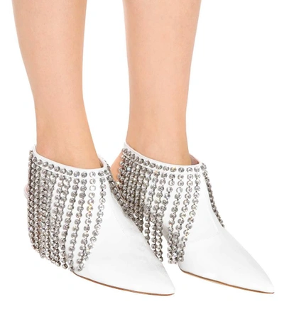Shop Christopher Kane Crystal Patent Leather Ankle Boots In White