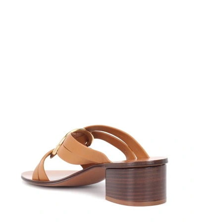 Shop Chloé Rony Leather Sandals In Brown