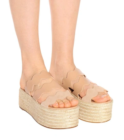 Shop Chloé Lauren Leather Platform Sandals In Pink
