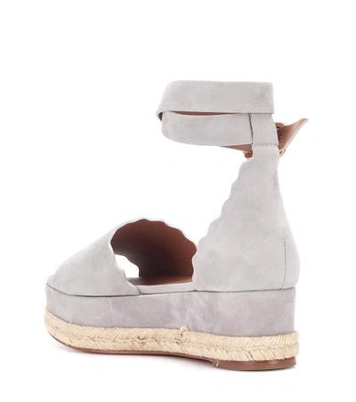 Shop Chloé Lauren Suede Platform Sandals In Grey