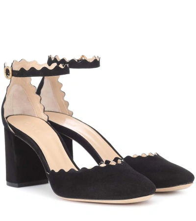 Shop Chloé Lauren Suede Pumps In Black