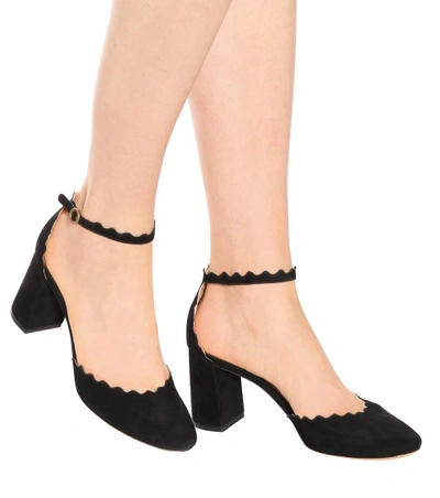 Shop Chloé Lauren Suede Pumps In Black