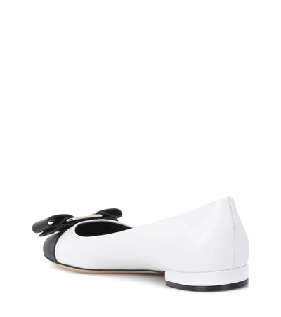 Shop Ferragamo Varina Leather Ballerinas In White