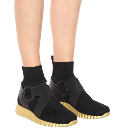 Shop Ferragamo Noto 2 Knit Sock Sneakers In Black