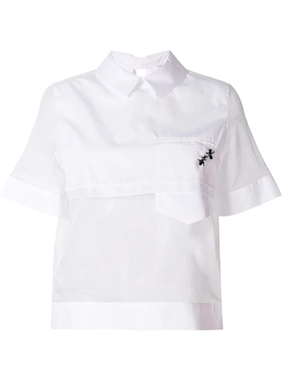 Shop Ermanno Scervino Asymmetric Ants Embellished Blouse - White