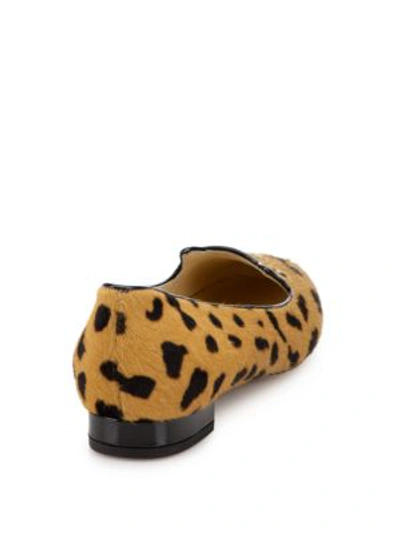 Shop Charlotte Olympia Leopard-print Calf Hair Kitty Flats In Multi