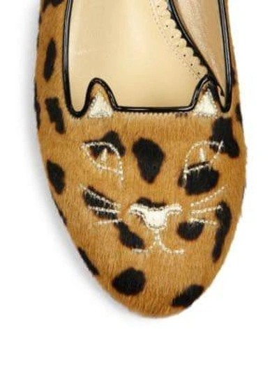 Shop Charlotte Olympia Leopard-print Calf Hair Kitty Flats In Multi