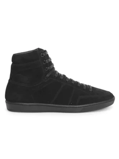 Shop Saint Laurent Court Classic Suede High-top Sneakers In Black