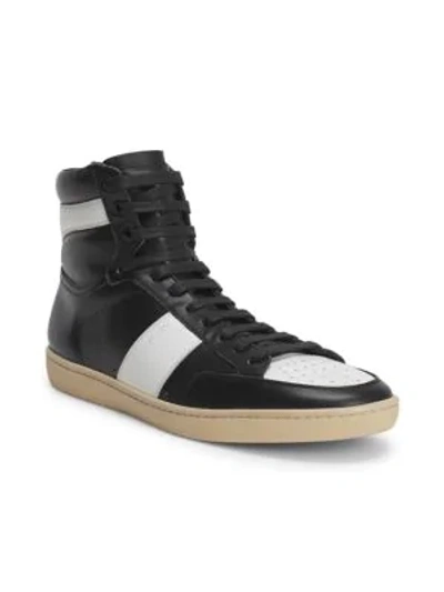 Shop Saint Laurent Court Classic Leather High-top Sneakers In Black White