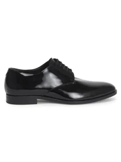 Shop Saint Laurent Monyaigne Patent Leather Lace-up Dress Shoes In Black