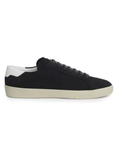 Shop Saint Laurent Leather Low Top Trainers In Black White