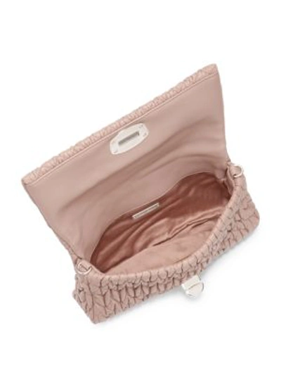 Shop Miu Miu Matelasse Crystal Leather Shoulder Bag In Cammeo