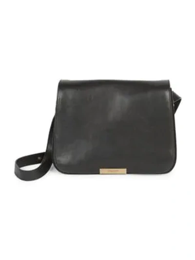 Shop Saint Laurent Amalia Convertible Leather Crossbody Saddle Bag In Black