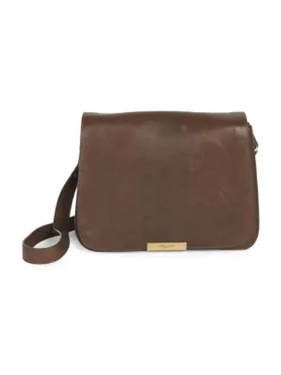 Shop Saint Laurent Amalia Convertible Leather Crossbody Saddle Bag In Brown