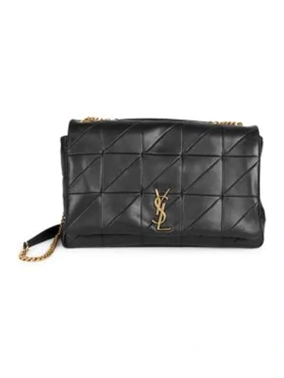 Shop Saint Laurent Large Jamie Leather Patchwork Chain Shoulder Bag In Black