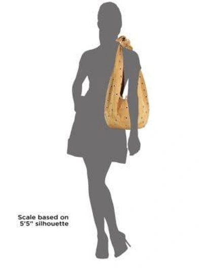 Shop Saint Laurent Suede Studded Hobo Bag In Brown
