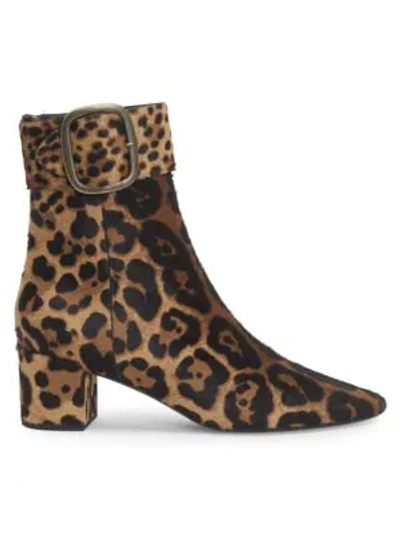 Shop Saint Laurent Women's Joplin Leopard Print Suede Booties In Natural