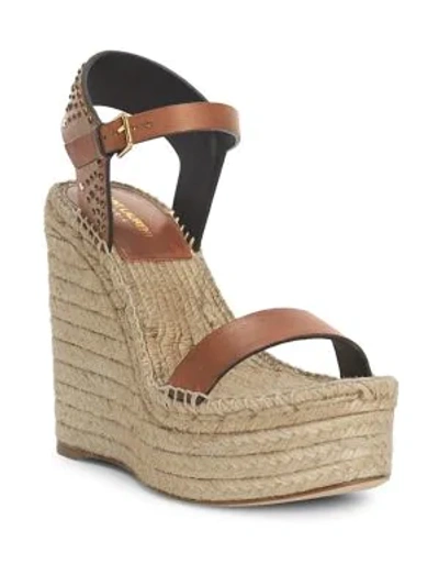 Shop Saint Laurent Espadrille Platform Wedge Sandals In Natural