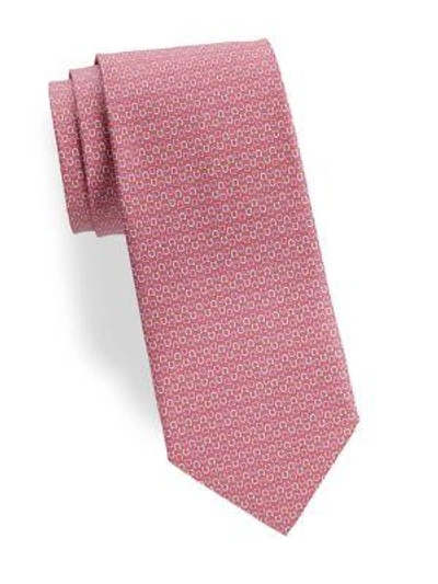 Shop Ferragamo Gancini Print Silk Tie In Pink