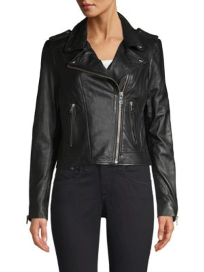 Shop Lamarque Women's Donna Leather Biker Jacket In Black