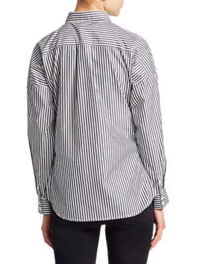 Shop Frame Tie Long-sleeve Poplin Shirt In Noir Multi