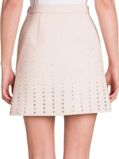 Shop Miu Miu Embellished Wool Mini Skirt In Beige