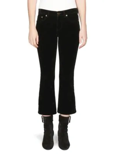 Shop Saint Laurent Velvet Kick Flare Pants In Black