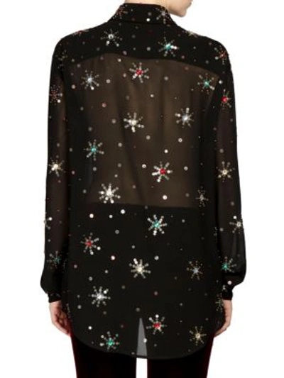 Shop Saint Laurent Embellished Georgette Sequin Shirt In Black