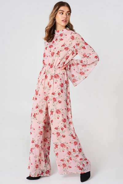 Shop Na-kd Cut Out Jumpsuit Multicolor In Pink Flower