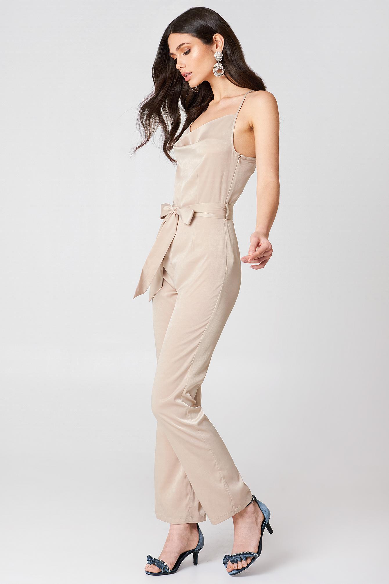 champagne satin jumpsuit