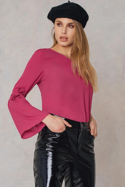 Shop Na-kd One Sleeve Knot Top - Pink