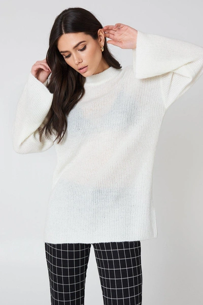 Shop Na-kd Wide Sleeve Knitted Sweater - Offwhite