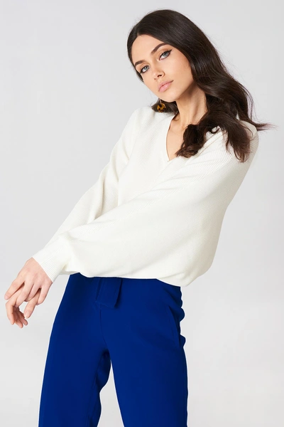 Shop Na-kd Short Batwing Sweater - White In Offwhite