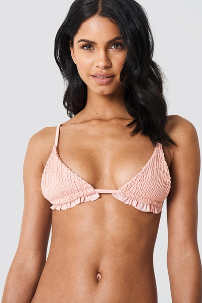 Shop Hot Anatomy Sweet Wrinkled Triangle Bikini Top - Pink In Light Pink