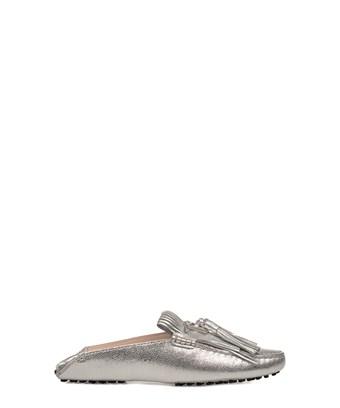 women's silver leather loafers