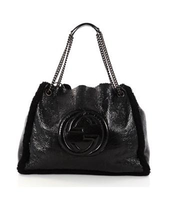 gucci soho black leather shoulder bag with chain strap