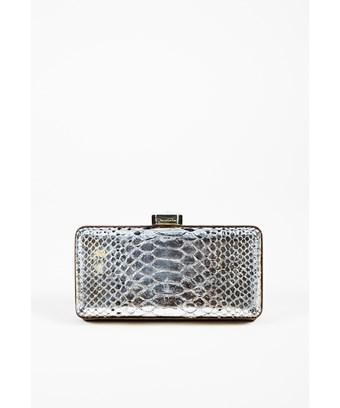 silver snakeskin clutch bag