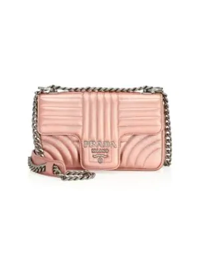 Shop Prada Small Diagramme Leather Shoulder Bag In Rose