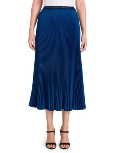 Shop Prada Plisse Midi Skirt In Blue